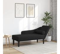 Runheo Chaise longue noire en tissu avec coussin, ergonomique, rembourrée, dossier réglable, ottoman, pour salon, chambre à coucher et bureau pour se détendre et lire