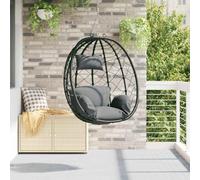 Runheo Chaise Suspendue Anthracite 91,5 x 54,5 x 107 cm polyrotin Acier Pliable Design Moderne pour Salon Jardin terrasse balancelle Relaxation
