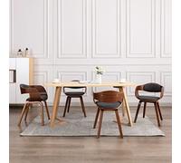 Runheo Chaises à Manger Lot de 4 en Bois courbé avec Tissu Gris rembourré, Assise Confortable, Dossier Ergonomique, accoudoir intégré, Meuble Design scandinave pour Salon et Cuisine