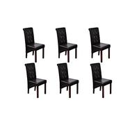 Runheo Chaises à Manger Marron Simili Cuir Lot de 6, Bois Robuste, siège rembourré Ergonomique, Dossier Confortable, Dimensions 43x52x95 cm, Design Vintage Robuste pour Cuisine et Salle à Manger
