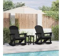 Runheo Chaises Berçantes Adirondack 2 pcs Noires, Mobilier de Jardin en HDPE Durable, Ensemble Extérieur avec Table, Idéal Patio et Balcon