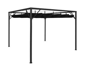 Runheo Chapiteau de Jardin avec auvent rétractable 3x3 m Anthracite pour terrasse et extérieur résistants au Soleil Pluie Vent, Couverture, idéal pour Camping, Plage ou Cour