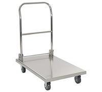 Runheo Chariot à plateforme en acier inoxydable argenté pliable 82 x 53 x 86 cm avec 2 roulettes pivotantes et 2 roulettes stabilisatrices, charge jusqu'à 200 kg, idéal comme chariot de cuisine