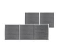Runheo Clôture de jardin en composite bois-plastique gris avec panneaux 872x186 cm, système modulaire, poteaux aluminium, idéal pour séparation, intimité, terrasse, balcon extérieur