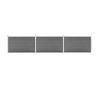 Runheo Clôture de jardin WPC gris composite bois-plastique 526x106 cm avec 20 panneaux rigides, 4 poteaux aluminium, système modulaire pour séparation terrasse balcon extérieur occultant et durable