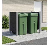 Runheo Clôture de Poubelle Gris Robuste 161 x 85 x 115 cm en Aluminium et WPC résistante aux intempéries pour Jardin terrasse et Cour avec Design Extensible et Facile à Assembler