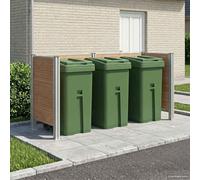 Runheo Clôture de Poubelle Marron en Aluminium et WPC 237 x 85 x 115 cm Extensible Résistance aux intempéries Facile à Assembler pour Espace extérieur Jardin terrasse