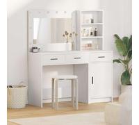 Runheo Coiffeuse avec éclairage miroir en bois blanc, 2 pièces, 78,5 x 41 x 135 cm, avec tiroirs, espace de rangement et port USB, idéale pour chambre à coucher