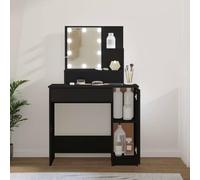 Runheo Coiffeuse avec LED noire en bois 86,5 x 35 x 136 cm avec tiroir, étagère et armoire d'appoint, idéale pour le salon, la chambre à coucher et le bureau, peu encombrante et fonctionnelle