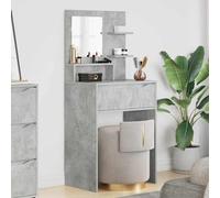 Runheo Coiffeuse pour chambre à coucher, béton, gris, 80 x 39,6 x 135 cm, avec tiroirs, commode miroir, espace de rangement et étagère pour cosmétiques, maquillage, chambre à coucher, salle de bain