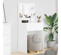 Runheo Coiffeuse pour chambre à coucher, blanche, avec étagère et tiroir, 80 x 39,6 x 135 cm, commode de maquillage en bois avec espace de rangement pour chambre à coucher, salle de bain, chambre