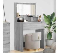 Runheo Coiffeuse pour chambre à coucher, en bois Sonoma gris, 80 x 39,6 x 135 cm, avec tiroirs, espace de rangement et commode miroir pour maquillage, cosmétiques, coiffure, chambre d'adolescent