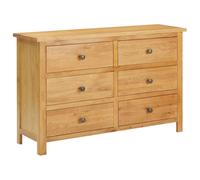 Runheo Commode en chêne massif 105 x 33,5 x 73 cm avec 6 tiroirs de rangement pour chambre à coucher, salon, couloir, couloir, salle à manger, buffet moderne
