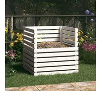 Runheo Composteur blanc en bois de pin massif - 80 x 80 x 78 cm - Avec ventilation et couvercle - Pour extérieur, jardin, balcon, parterre, maison et recyclage