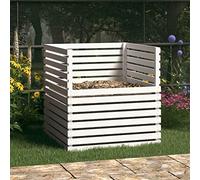 Runheo Composteur blanc en pin massif - 100 x 100 x 102 cm - Bac à compost pour jardin et maison - Silo recy vec ventilation - Bac à compost d'extérieur pour engrais et terre