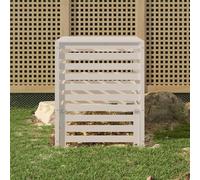 Runheo Composteur blanc en pin massif 82,5 x 82,5 x 99,5 cm avec couvercle et rabat, grand récipient pour déchets de jardin, compostage avec ventilation, convient pour parterres de fleurs