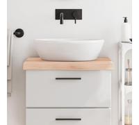 Runheo Comptoir de salle de bain en bois massif 60x50 cm non traité avec bord vivant, planche naturelle pour meuble, étagère ou surface de bureau, capacité 24 kg, finition naturelle