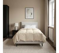 Runheo Couette d'hiver matelassée en microfibre Crème 135 x 200 cm Couette avec garnissage en fibre respirante lavable pour un confort chaud en hiver et une régulation de la température en été