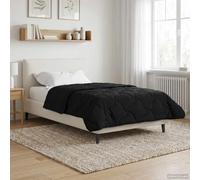 Runheo Couette toutes saisons matelassée noire 140 x 220 cm en microfibre polaire respirante lavable pour l'été hiver avec rembourrage thermorégulateur et housse douce