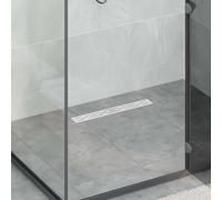 Runheo Drain de Douche avec Design Linéaire Argenté 50 cm, Raccord Évacuation Flexible en Inox 304 Résistant à la Corrosion, Hauteur Réglable 0-30 mm, Kit d'Installation Complet, Usage Intérieur