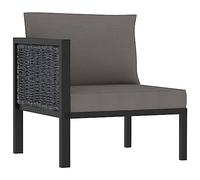 Runheo Élément d'angle pour canapé avec accoudoir droit, en polyrotin anthracite, 68 x 68 x 64 cm, module de salon pour jardin et terrasse, meuble d'extérieur robuste