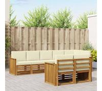 Runheo Ensem ble de canapés modulables avec Coussins 8 pièces en Bois d'acacia Naturel crème pour mobilier extérieur terrasse Jardin Confort et Design Durable