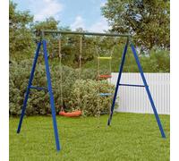 Runheo Ensemble balançoire avec siège et échelle en tricot - Cadre en acier laqué - 206 x 185 x 185 cm - Pour jardin, cour et aire de jeux - Pour 3 à 10 ans - Favorise l'exercice et la motricité