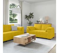 Runheo Ensemble canapé 2 pièces Velours Jaune avec Coussins 4 unités canapé 2 Places 160x77x82 cm canapé 3 Places 219x77x82 cm Salon Bureau Chambre Confort scandinave Moderne