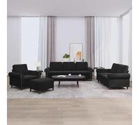 Runheo Ensemble canapé 4 pièces Velours Noir, 1 Fauteuil 92x77x80 cm, 1 canapé 2 Places 152x77x80 cm, 1 canapé 3 Places 212x77x80 cm et Pouf 60x50x41 cm, Salon Confortable et modulable