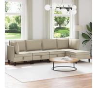 Runheo Ensemble canapé d'angle 5 pièces Sable en Tissu Polyester avec Pouf canapé Central Banquette modulable Salon séjour Moderne Durable Confortable