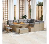 Runheo Ensemble canapé Jardin 12 pcs Beige Gris Clair Poly Rattan Acier avec Coussins modulables pour terrasse Salon extérieur détente et Repas Confort Durable