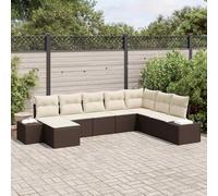 Runheo Ensemble canapé Jardin polyrotin 8 pcs modulable avec Coussins Amovibles Design élégant résistant pour terrasse Balcon Patio extérieur détente Confort