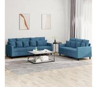 Runheo Ensemble canapé Velours Bleu 2 pièces avec Coussins, Structure métallique Robuste, Dimensions 198x77x80 cm et 138x77x80 cm, canapé Convertible modulable pour Salon séjour Chambre Bureau