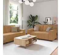 Runheo Ensemble canapés 3 pièces Marron Velours 100% Polyester avec Coussins Mousse et Fibre PP Cadre Bois métal Stable Salon Bureau Chambre séjour Confortable Durable