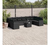 Runheo Ensemble de 11 meubles de jardin en polyrotin noir avec coussins, design modulaire pour terrasse, balcon