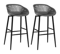 Runheo Ensemble de 2 chaises de Bar Gris en PP et métal avec Dossier en Maille, Hauteur 95,5 cm pour Salon, Cuisine ou comptoir, Design Moderne et Ergonomique, Robuste et Durable