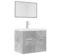 Runheo Ensemble de 2 meubles de salle de bain en bois gris béton, 60 x 38,5 x 46 cm, montage mural, pour lavabo, salle de bain, espace de rangement