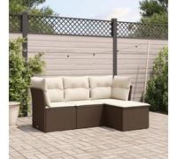 Runheo Ensemble de 4 canapés de jardin en polyrotin marron avec coussins modulaires pour terrasse, balcon, mobilier d'extérieur