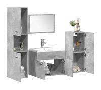Runheo Ensemble de 5 meubles de salle de bain en bois gris béton, 60 x 38,5 x 46 cm, lavabo en céramique avec trop-plein, design moderne pour maximiser l'espace de rangement