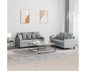 Runheo Ensemble de canapé 2 pièces - En tissu gris clair - Design moderne et résistant - Avec 7 grands coussins et 9 petits coussins - Pour salon - Durable - Largeur : 138/158 cm
