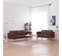 Runheo Ensemble de canapé 2 pièces en tissu marron résistant, avec cadre en bois, pour salon et locaux commerciaux, rembourrage confortable, housses de coussin lavables en machine