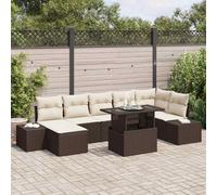Runheo Ensemble de Canapé de Jardin 8 pcs Marron en Poly Rotin, Modulaire, Grand Rangement, Résistant aux UV, pour Patio, Balcon et Extérieur