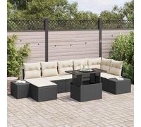 Runheo Ensemble de canapé de Jardin 8 pcs Noir Poly rotin, Modulaire avec Rangement, Mobilier d'extérieur pour Patio, Résistant aux UV, Idéal Terrasse et Balcon