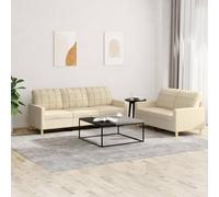 Runheo Ensemble de canapés 2 pièces crème en Tissu avec Coussins 5 unités Design Moderne Salon séjour Confortable Durable et Structure Robuste en métal et contreplaqué