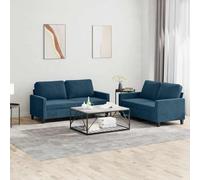 Runheo Ensemble de canapés 2 Places en Velours Bleu avec 4 Coussins, Structure Robuste en métal et contreplaqué, Dimensions 138 x 77 x 80 cm et 158 x 77 x 80 cm, idéal Salon séjour Chambre Bureau