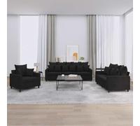 Runheo Ensemble de canapés 3 pièces en Velours Noir avec 9 Grands Coussins et 12 Petits Coussins, Structure Robuste métal et contreplaqué, Dimensions Fauteuil 78x77x80 cm