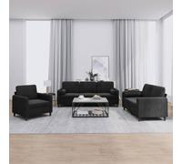 Runheo Ensemble de canapés 3 pièces en Velours Noir avec Coussins, Sofa Convertible modulable, Banquette Confortable pour Salon séjour Bureau, Design Moderne scandinave pour détente et Couchage