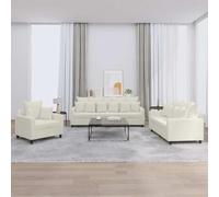 Runheo Ensemble de canapés 3 pièces Velours crème avec 9 Grands Coussins et 12 Petits Coussins, Structure métal et contreplaqué pour Salon, séjour ou Bureau Confortable et modulable