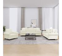 Runheo Ensemble de canapés 3 pièces Velours crème avec Coussins 6 unités Structure métal contreplaqué Robuste Fauteuil 1 Place canapé 2 et 3 Places Salon séjour Moderne Confortable