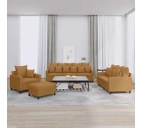 Runheo Ensemble de canapés 4 pièces en Velours Marron avec 9 Grands Coussins et 12 Petits Coussins, Structure Robuste en métal et contreplaqué, Dimensions compactes pour Salon séjour Bureau Moderne